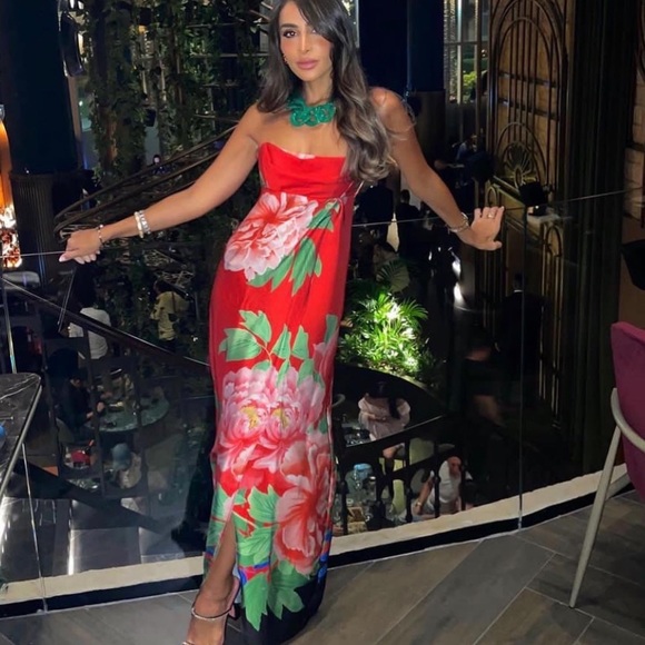 Zara Dresses & Skirts - Zara RED FLORAL PRINT DRESS